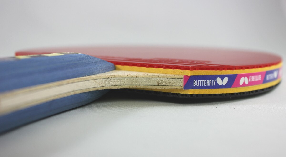 Butterfly Nakama S-4 Racket: Diagonal view of racket